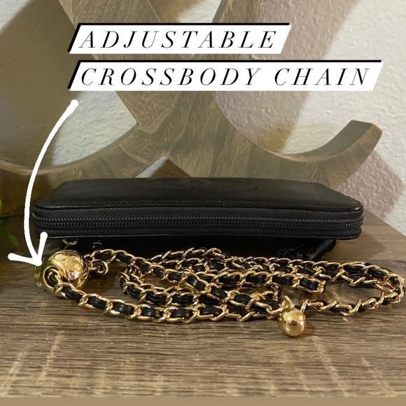 🖤🔱 Chanel Zippy Pearl Crush Wallet Chain Crossbody Adjustable Chain Style - Picture 9 of 11